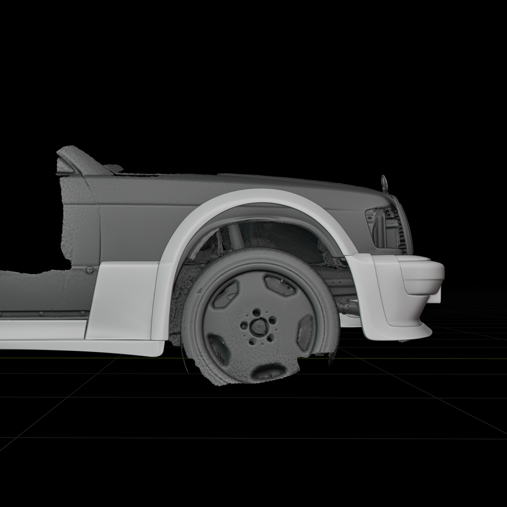 Mercedes Benz 190E EVO I widebody kit, front three-quarter view