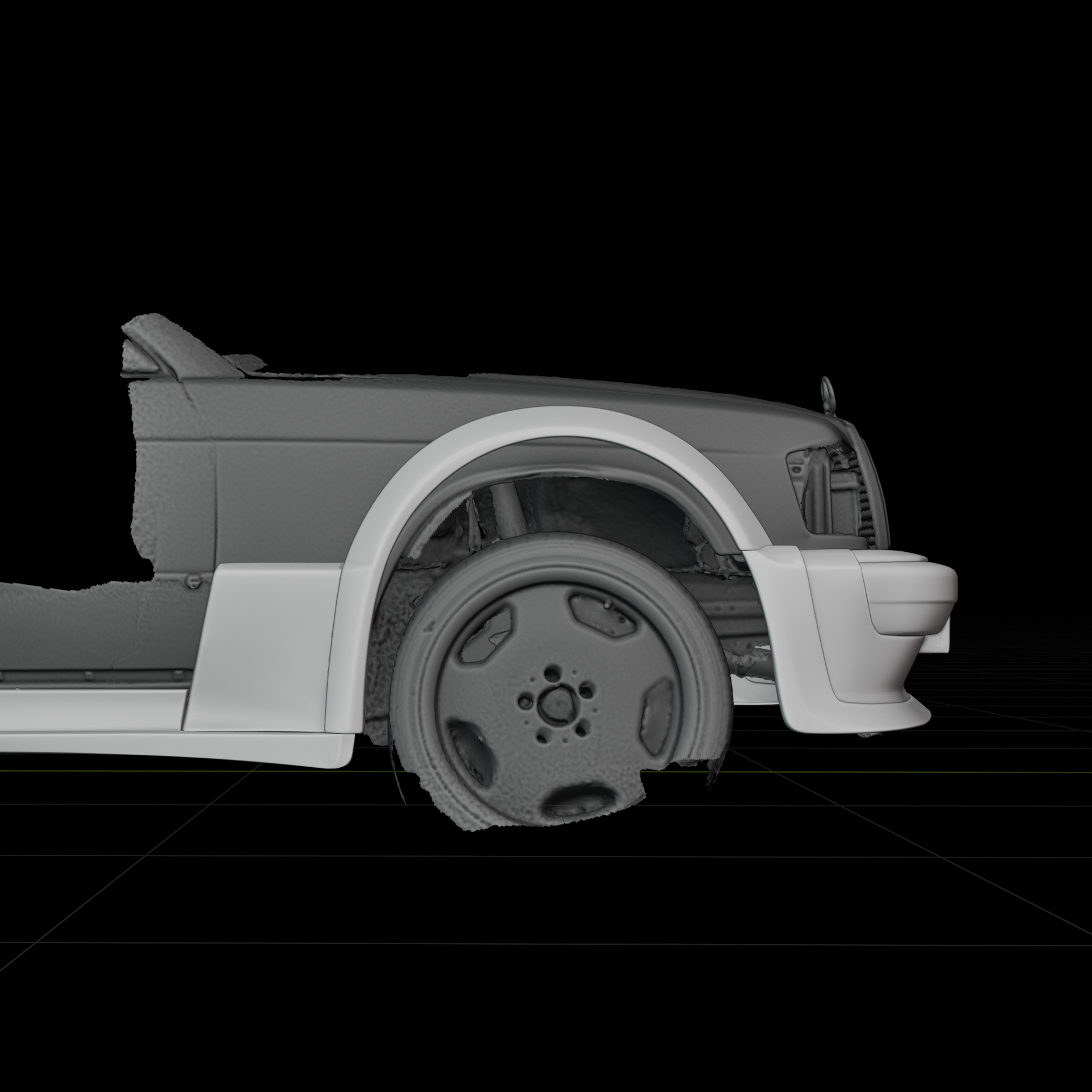 Mercedes Benz 190E EVO I widebody kit, front three-quarter view