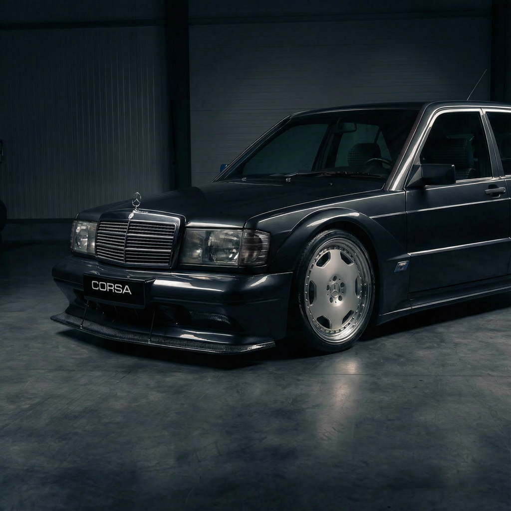 Mercedes Benz 190E EVO II front bumper, FRP fiberglass, period-correct DTM styling