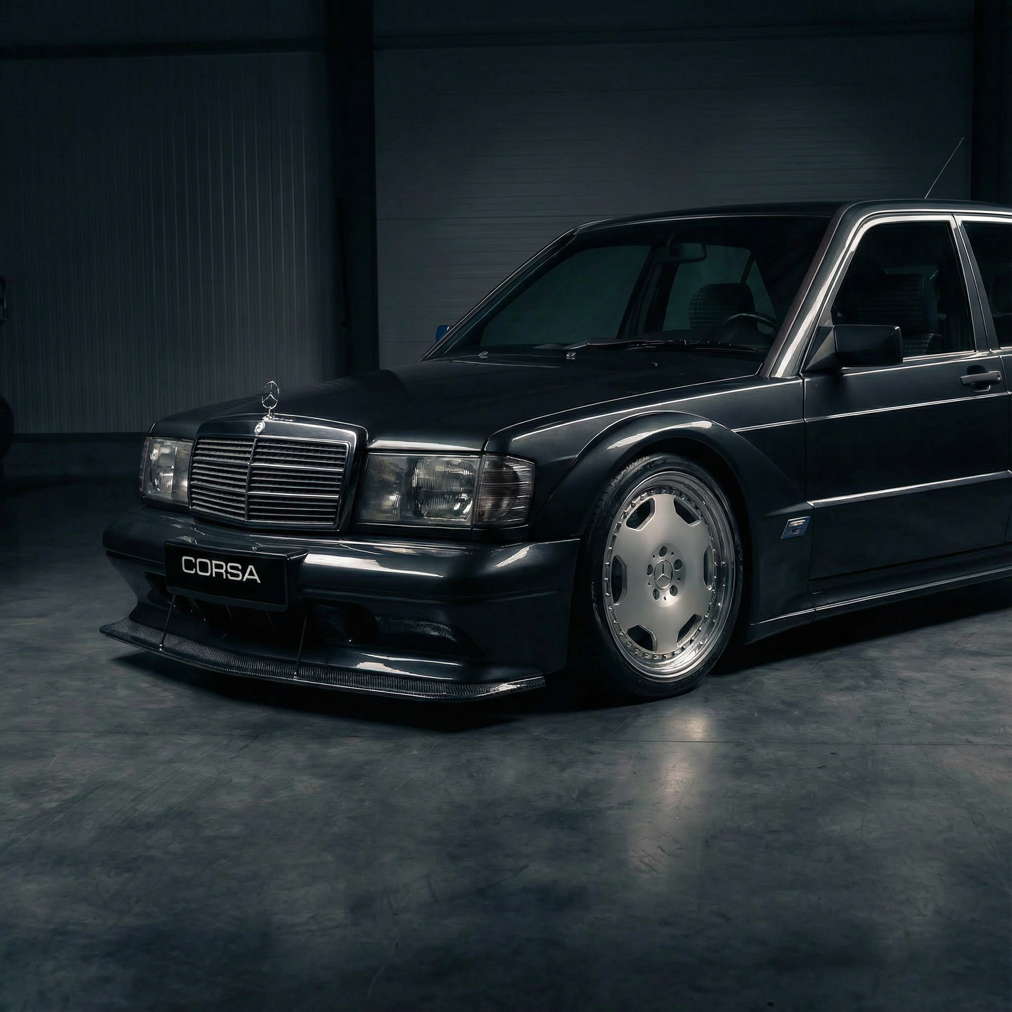 Mercedes Benz 190E EVO II front bumper, FRP fiberglass, period-correct DTM styling