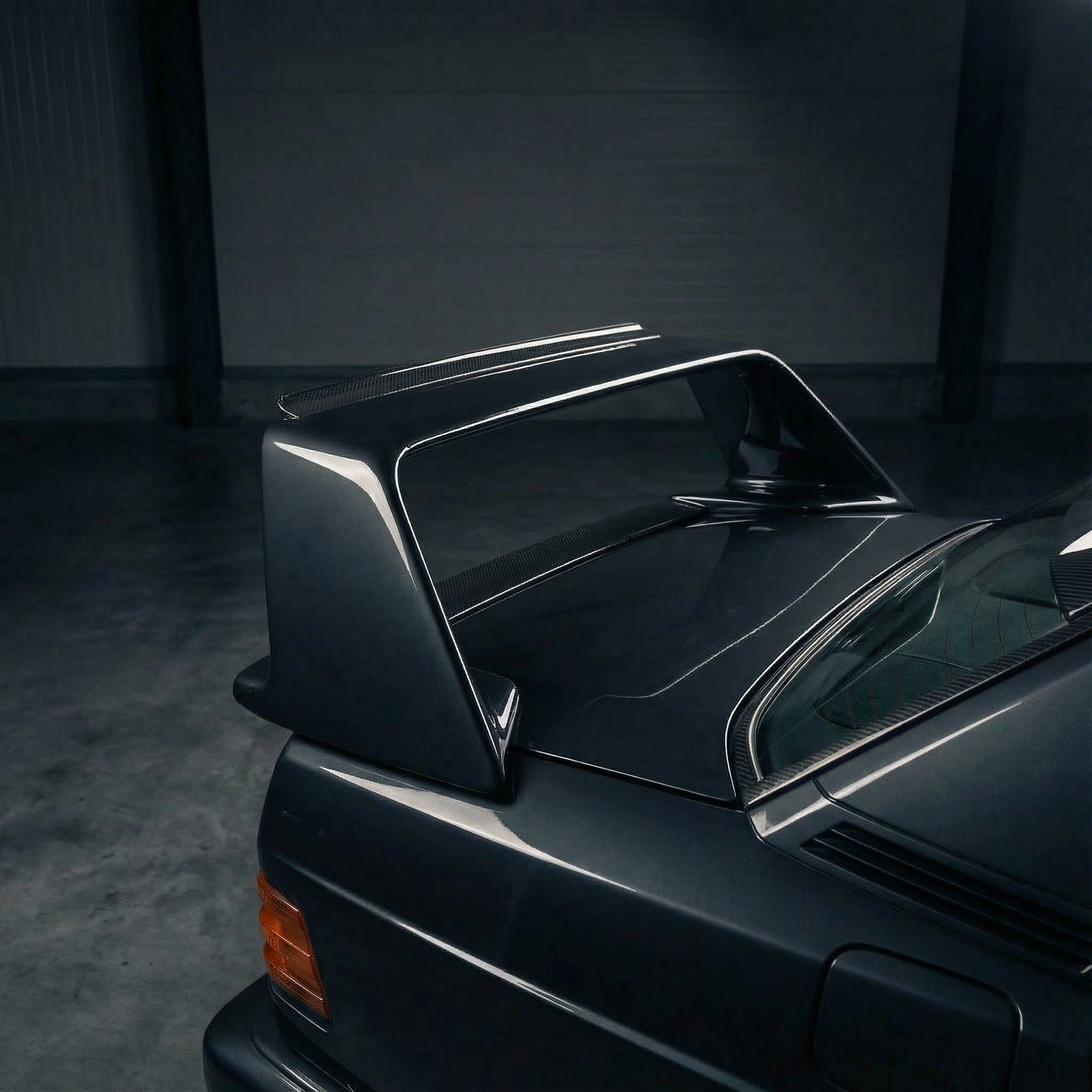 Mercedes Benz 190E EVO II rear wing spoiler, FRP fiberglass, side view