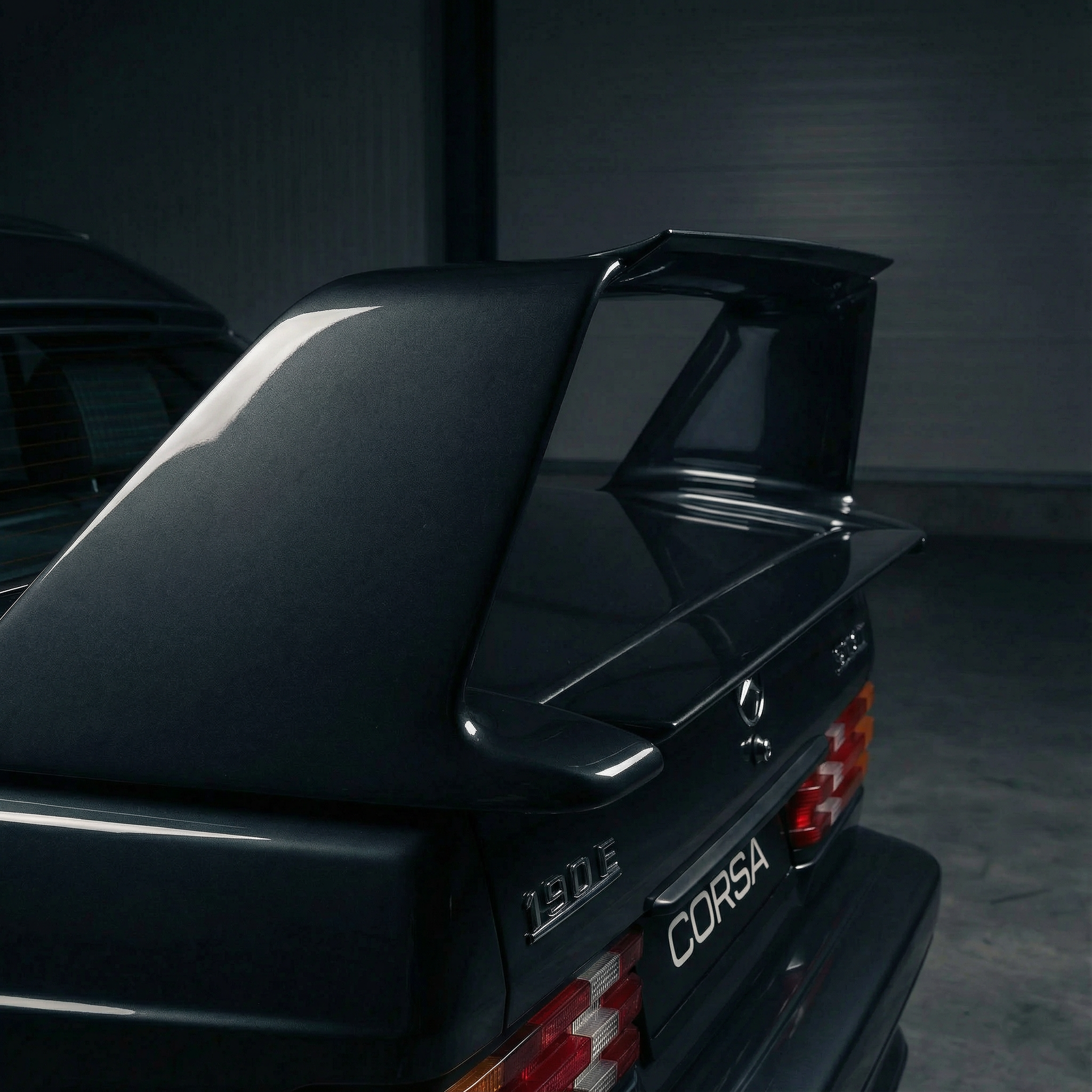 Mercedes Benz 190E EVO II rear wing spoiler and lip, FRP fiberglass
