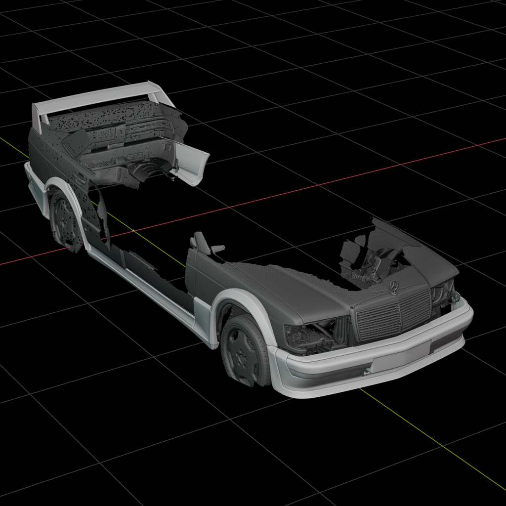 Mercedes Benz 190E EVO I spoiler, side profile view