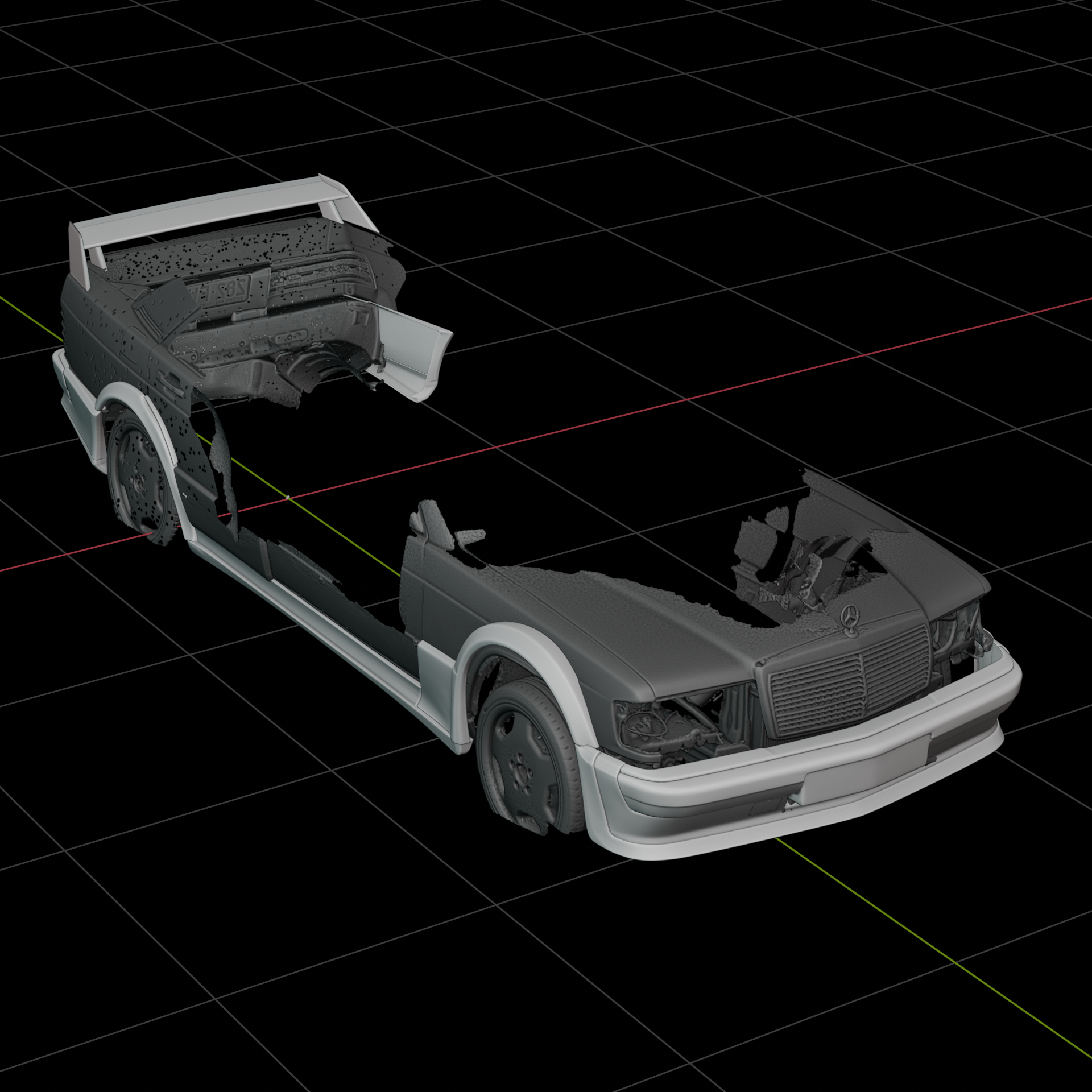 Mercedes Benz 190E EVO I spoiler, side profile view