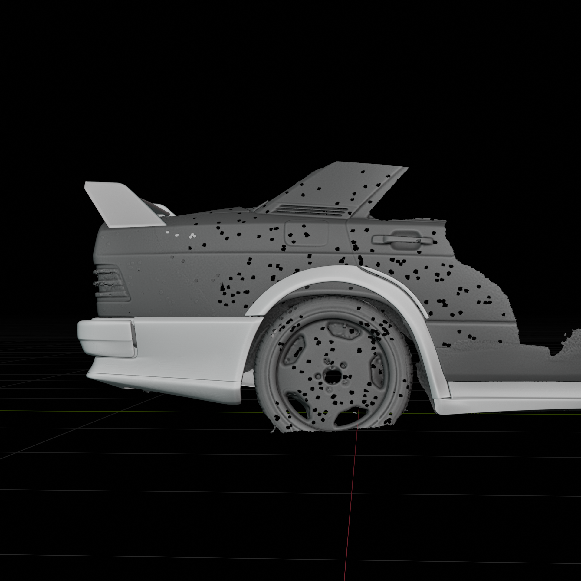 Mercedes Benz 190E EVO I spoiler, rear view detail