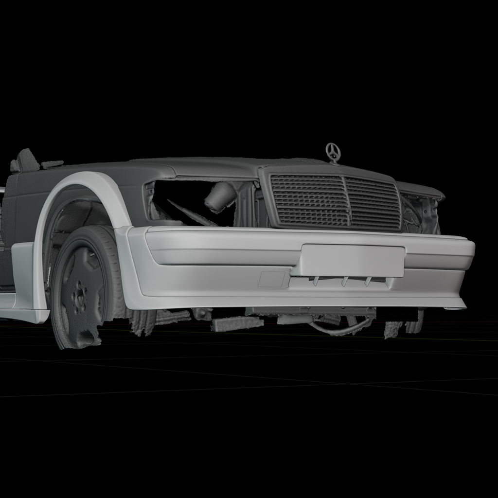 Mercedes Benz 190E EVO I widebody kit, rear spoiler detail