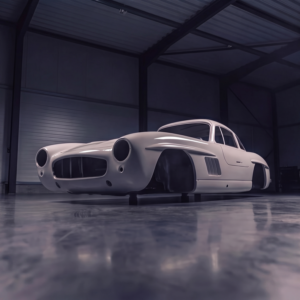 Mercedes-Benz 300SL Gullwing replica shell, front three-quarter view