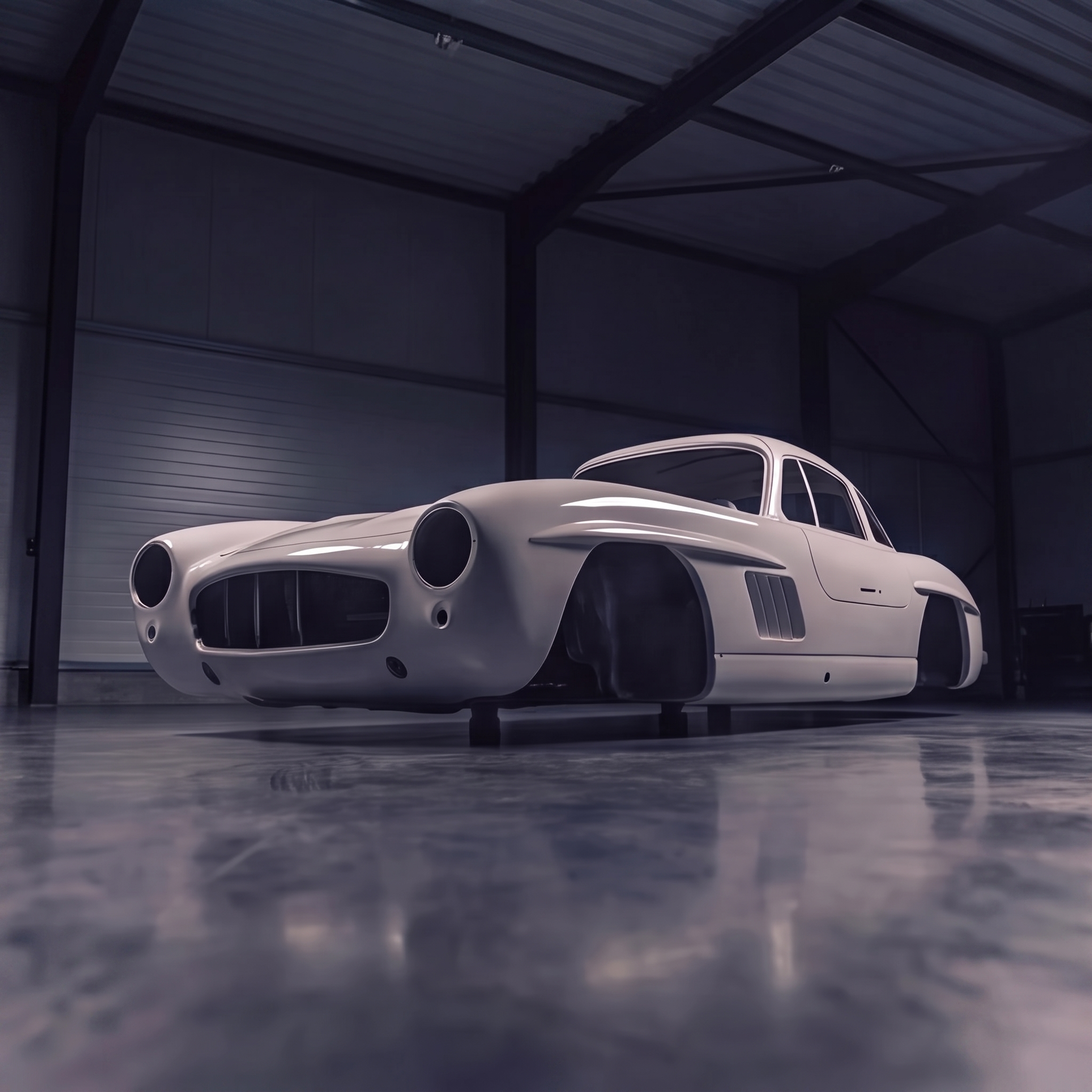 Mercedes-Benz 300SL Gullwing replica shell, front three-quarter view