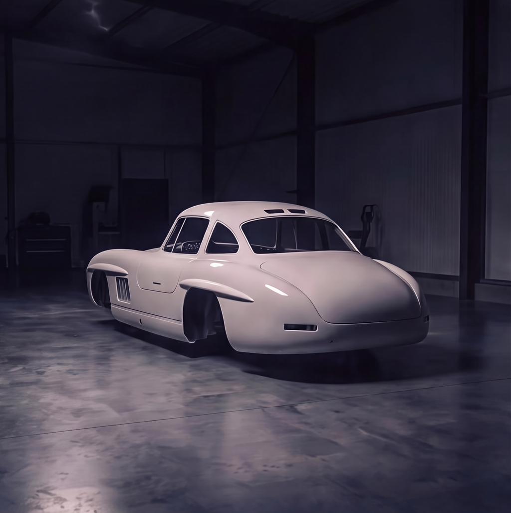 Mercedes-Benz 300SL Gullwing replica shell, top-down view showing gullwing doors