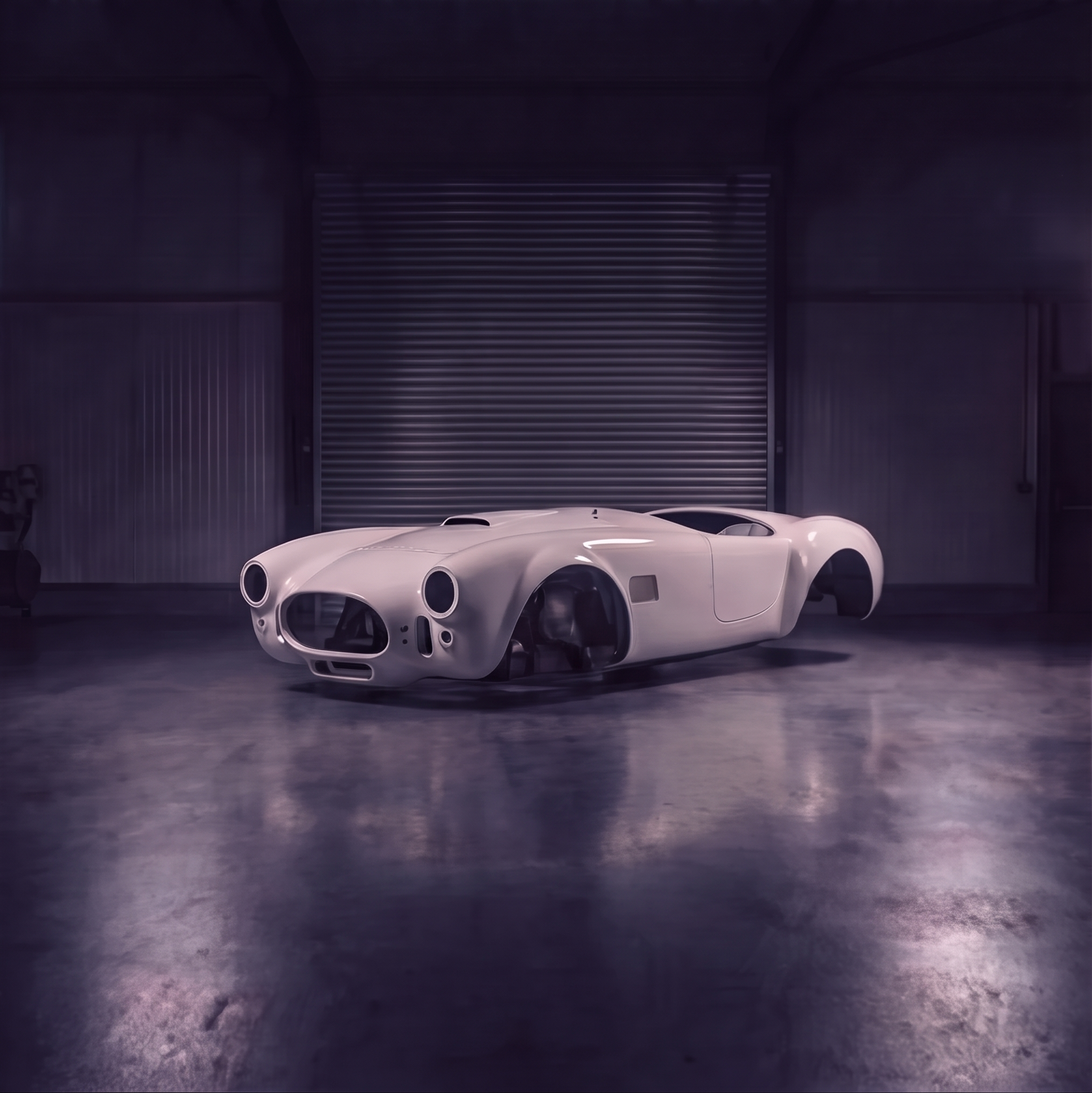 Shelby Cobra replica shell, blue render, fiberglass or carbon fiber