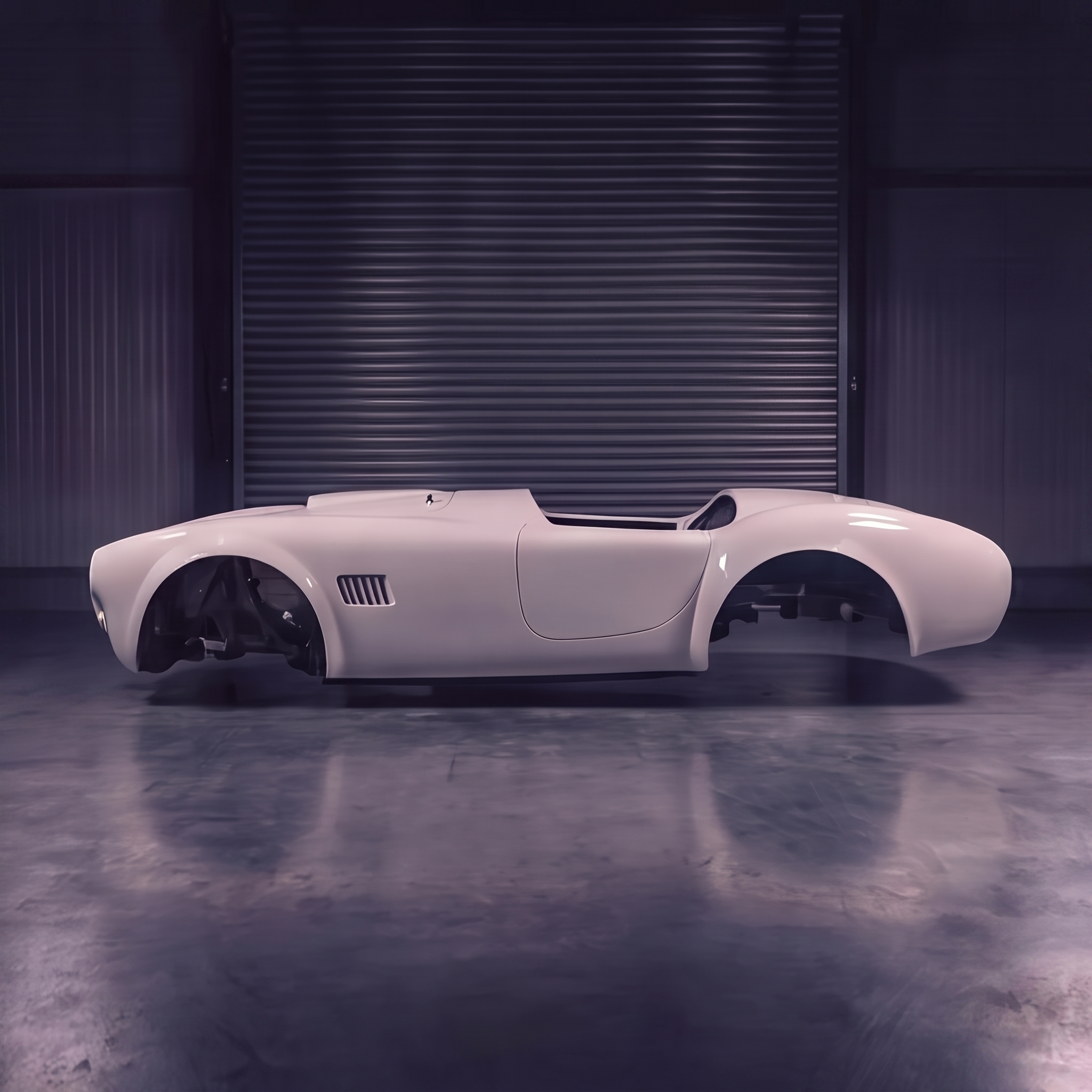 Shelby Cobra replica shell, side profile view