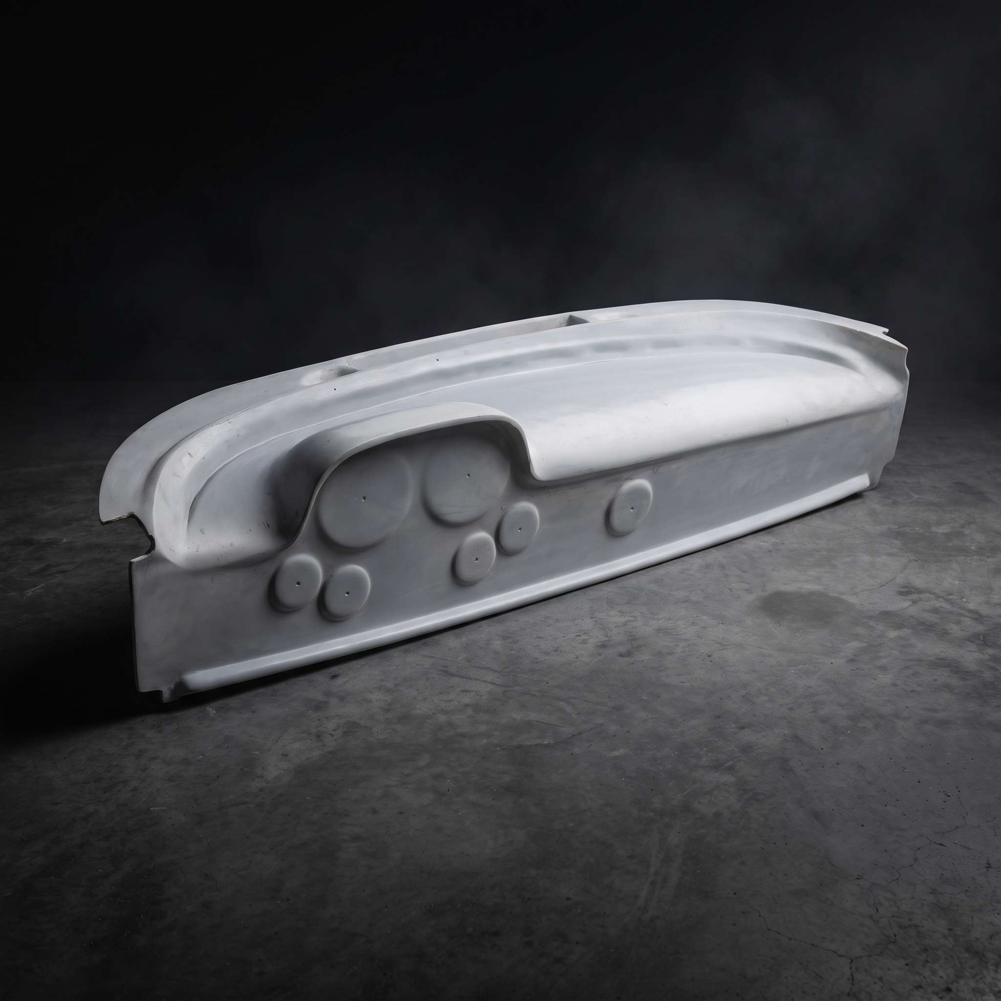 Mercedes-Benz 300SL Gullwing replica dashboard, fiberglass, dark studio shot, brightly lit