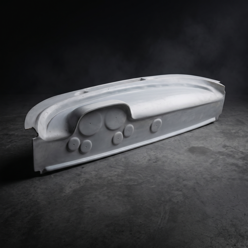 Mercedes-Benz 300SL Gullwing replica dashboard, fiberglass, dark studio shot, brightly lit